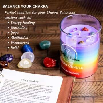 Earth & Home Chakra Crystal Candle - Crystals and Healing Stones Chakra Candle - Healing Candles with Crystals Inside - Spiritual CandleManifestation Candle for Positive Energy and Cleansing