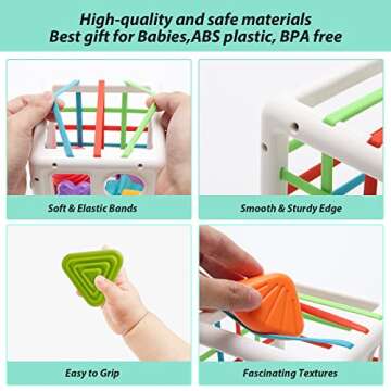 UNIWA Shape Sorter Baby Toys, Montessori Toys for 1-3 Year Old Toy Colorful Cube and Multi Sensory S...
