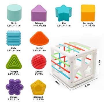 UNIWA Shape Sorter Baby Toys, Montessori Toys for 1-3 Year Old Toy Colorful Cube and Multi Sensory Shape, Fine Motor Skills, Developmental Learning Toys for Girls Boys Christmas Birthday Gifts