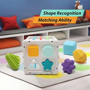 UNIWA Shape Sorter Baby Toys, Montessori Toys for 1-3 Year Old Toy Colorful Cube and Multi Sensory Shape, Fine Motor Skills, Developmental Learning Toys for Girls Boys Christmas Birthday Gifts