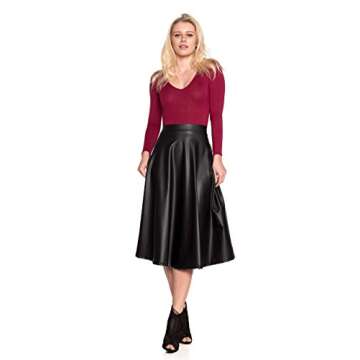 Cemi Ceri Women's J2 Love Faux Leather Flare Skirt - Effortlessly Chic, All-Day Comfort