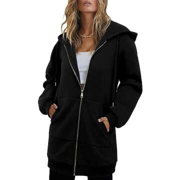 StunShow Womens Hoodies Black Zip Up Hoodie Women Y2k Oversized Casual Sweatshirts for Teen Girls 2023 Fall Jacket With Pocket Black XL