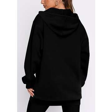 StunShow Womens Hoodies Black Zip Up Hoodie Women Y2k Oversized Casual Sweatshirts for Teen Girls 2023 Fall Jacket With Pocket Black XL