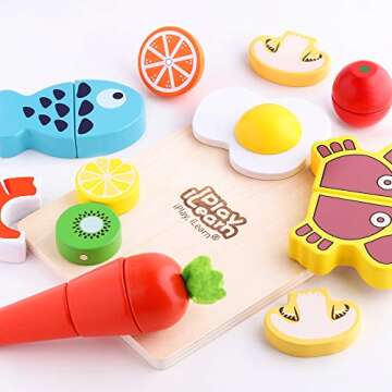 iPlay, iLearn Wooden Pretend Play Food Set - Cooking Fun for Kids