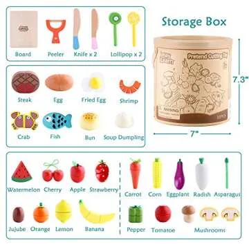 Wooden Pretend Food Set - Educational Gift for Kids