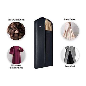 Luxury Storage Garment Bag for Long Coat, Fur, Mink, Gown, Vestment and Choir Robe | 60 Inch + 5 Inc...