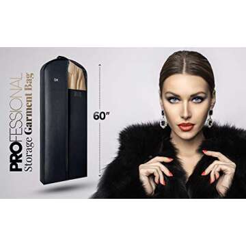 Luxury Storage Garment Bag for Long Coat, Fur, Mink, Gown, Vestment and Choir Robe | 60 Inch + 5 Inch Gusset Cover | Heavy Duty, Hanging, Breathable, Foldable Travel and Wardrobe Clothes Protector