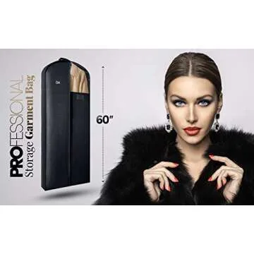 Luxury Storage Garment Bag for Long Coat, Fur, Mink, Gown, Vestment and Choir Robe | 60 Inch + 5 Inch Gusset Cover | Heavy Duty, Hanging, Breathable, Foldable Travel and Wardrobe Clothes Protector