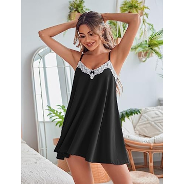 Ekouaer Women's Spaghetti Strap Nightgown for Elegance