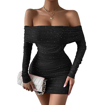 Yissang Off Shoulder Bodycon Mini Dress for Women
