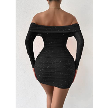 Yissang Off Shoulder Bodycon Mini Dress for Women