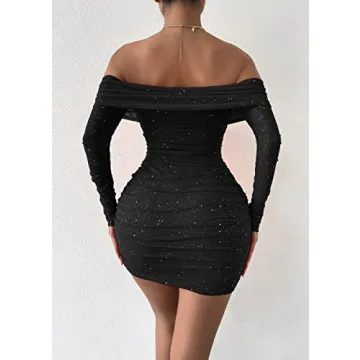 Yissang Off Shoulder Bodycon Mini Dress for Women