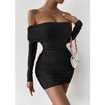 Yissang Off Shoulder Bodycon Mini Dress for Women