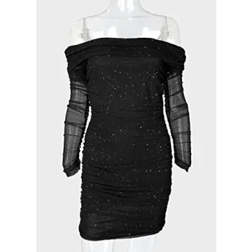 Yissang Off Shoulder Bodycon Mini Dress for Women