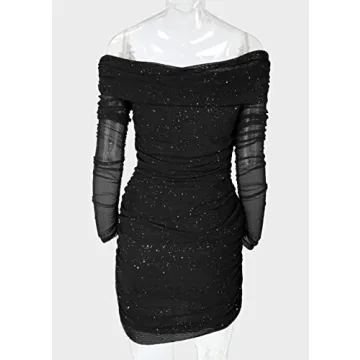 Yissang Off Shoulder Bodycon Mini Dress for Women