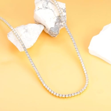 Gemsme 18K Gold Plated Tennis Necklace with Cubic Zirconia