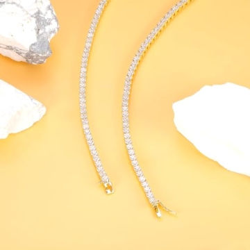 Gemsme 18K Gold Plated Tennis Necklace with Cubic Zirconia