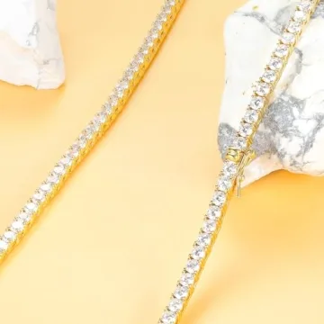 Gemsme 18K Gold Plated Tennis Necklace with Cubic Zirconia
