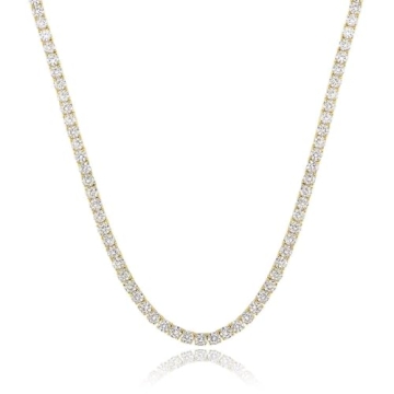 Gemsme 18K Gold Plated Tennis Necklace with Cubic Zirconia