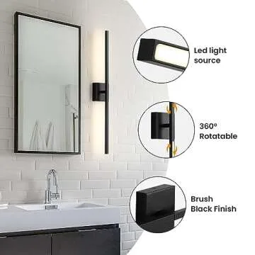 Stylish 30 Inch Black Bathroom Light Fixture Dimmable