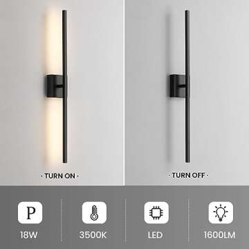 CCYCOL Black Bathroom Light Fixtures 360° Rotatable Black Vanity Lights for Bathroom LED Dimmable 30 inch Modern Wall Sconce with 3500K Warm Light Bathroom Sconce Over Mirror