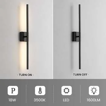 Stylish 30 Inch Black Bathroom Light Fixture Dimmable