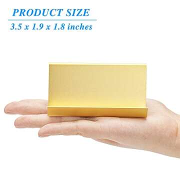 BAOHD Metal Business Card Holder for Desk, Modern Business Card Holder Display, Aluminum Desktop Business Card Organizer, Business Name Card Stands, Gold