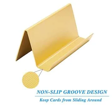 BAOHD Metal Business Card Holder for Desk, Modern Business Card Holder Display, Aluminum Desktop Business Card Organizer, Business Name Card Stands, Gold