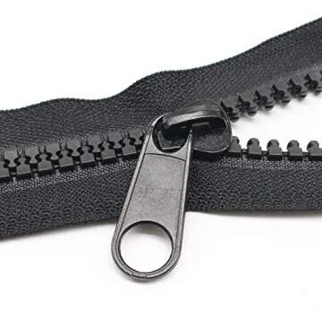 YaHoGa #10 Large Plastic Zipper by The Yard Bulk Black 10 Yards with 10pcs Long Sliders for DIY Sewing Tailor Crafts Canvas Bags Tents (10 Yards)