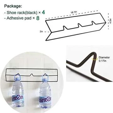 Esdella Shoes Rack Organizer Wall Mounted Storage Shelf Shoe Holder Keeps Shoes Off The Floor (Black, 4 Pack)