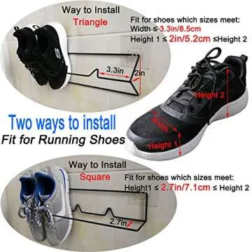 Esdella Shoes Rack Organizer Wall Mounted Storage Shelf Shoe Holder Keeps Shoes Off The Floor (Black, 4 Pack)