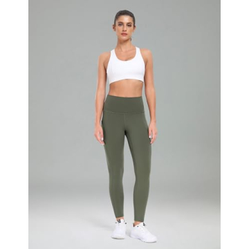Colorfulkoala Women's High Waisted Tummy Control Workout Leggings 7/8 Length Yoga Pants with Pockets (XS, Army Green)