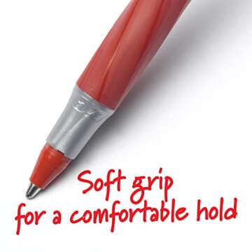 BIC Round Stic Grip Comfort Ballpoint Pen Red Pack of 12