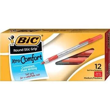 BIC Round Stic Grip Comfort Ballpoint Pen Red Pack of 12