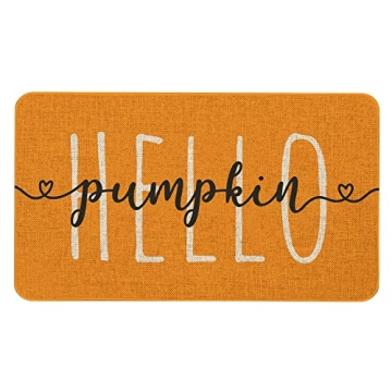 Mloabuc Fall Door Mat Hello Pumpkin Doormat for Indoor and Outdoor Seasonal Decor
