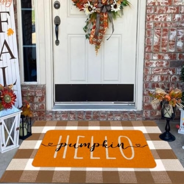 Mloabuc Fall Door Mat Vibrant Pumpkin Design 30x17