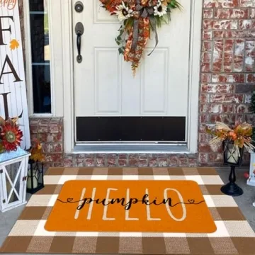 Mloabuc Fall Door Mat Vibrant Pumpkin Design 30x17