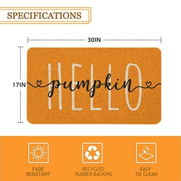 Mloabuc Fall Door Mat Vibrant Pumpkin Design 30x17