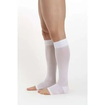 Relaxsan Compression Socks for Women and Men Made in Italy - 18-23 mmHg - Anti Embolism Stockings Open Toe - M0350A (1 Pair - White, M)