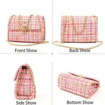 Elegant DFJXXX Women Tweed Small Shoulder Bag - Chic & Versatile