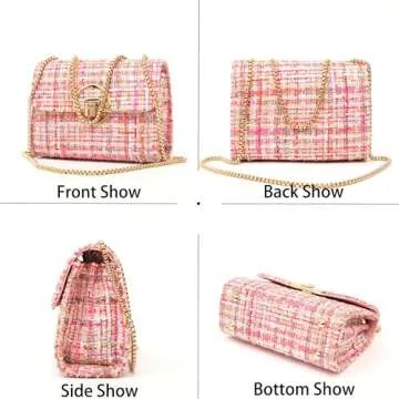 Elegant DFJXXX Women Tweed Small Shoulder Bag - Chic & Versatile