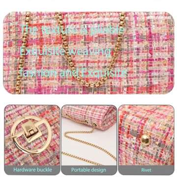 Elegant DFJXXX Women Tweed Small Shoulder Bag - Chic & Versatile