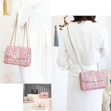 Elegant DFJXXX Women Tweed Small Shoulder Bag - Chic & Versatile