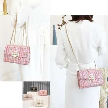 Elegant DFJXXX Women Tweed Small Shoulder Bag - Chic & Versatile