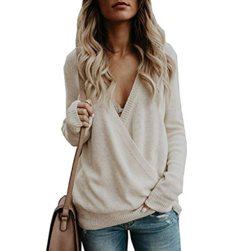 Elegant Jeazi Womens Deep V Neck Sweater for Fall