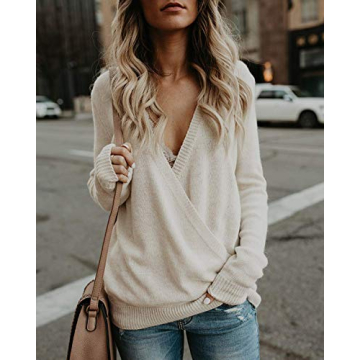 Elegant Jeazi Womens Deep V Neck Sweater for Fall