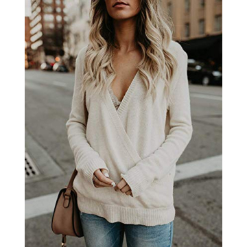 Elegant Jeazi Womens Deep V Neck Sweater for Fall