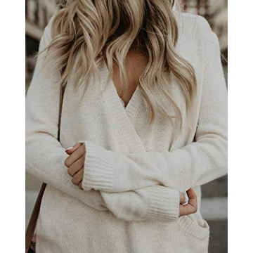 Elegant Jeazi Womens Deep V Neck Sweater for Fall