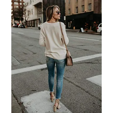 Elegant Jeazi Womens Deep V Neck Sweater for Fall