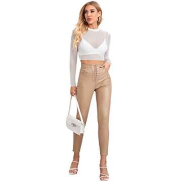 Verdusa Women's Basic Long Sleeve Crop Top See Through Sheer Mesh Tee Shirt White M